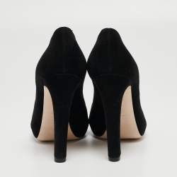 Pre Owned Miu Miu Black Suede Peep Toe Pumps Size 36.5