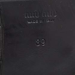 Miu Miu Black Leather Crystal Embellished Boots Size 39