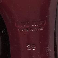 Pre Owned Miu Miu Burgundy Patent Leather Pointed Toe Pumps Size 39