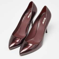 Pre Owned Miu Miu Burgundy Patent Leather Pointed Toe Pumps Size 39