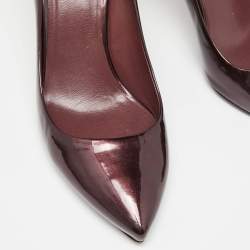 Pre Owned Miu Miu Burgundy Patent Leather Pointed Toe Pumps Size 39