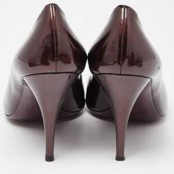 Pre Owned Miu Miu Burgundy Patent Leather Pointed Toe Pumps Size 39