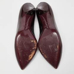 Pre Owned Miu Miu Burgundy Patent Leather Pointed Toe Pumps Size 39