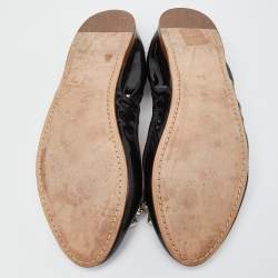Miu Miu Black Patent Leathre Crystals Embellished Scrunch Ballet Flats Size 38