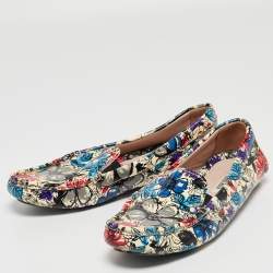 Miu Miu Multicolor Floral Print Patent Leather Loafers Size 37