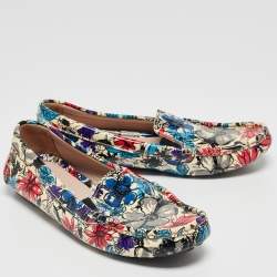 Miu Miu Multicolor Floral Print Patent Leather Loafers Size 37