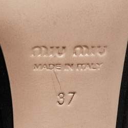 Miu Miu Black/Pink Suede and Satin Bow Crystal Embellished Heel Platform Ankle Strap Sandals Size 37