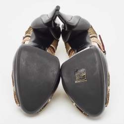 Miu Miu Gold/Black Sequin and Leather Marry Jane Pumps Size 40.5