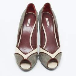 Miu Miu Multicolor  Suede Peep Toe Pumps Size 40.5