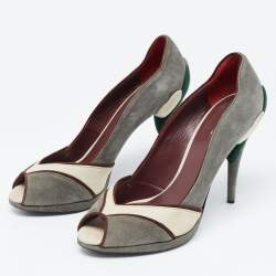 Miu Miu Multicolor  Suede Peep Toe Pumps Size 40.5