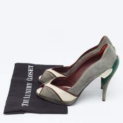 Miu Miu Multicolor  Suede Peep Toe Pumps Size 40.5