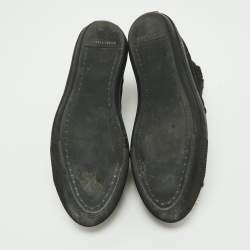 مملوكة مسبقًا Miu Miu Black Suede Crystal Embellished Cap Toe Sneakers Size 39