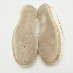Miu Miu Cream Patent Leather Bow Espadrille Loafers Size 35.5