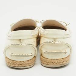 Miu Miu Cream Patent Leather Bow Espadrille Loafers Size 35.5