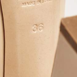 مملوكة مسبقًا Miu Miu Beige Patent Leather Bow Platform Open Toe Mary Jane Pumps Size 36