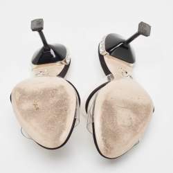 Pre Owned Miu Miu Black/Transparent PVC and Satin Slide Sandals Size 36