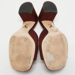 Pre Owned Miu Miu Burgundy Satin Crystal Embellished Slide Sandals Size 41