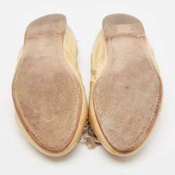 Miu Miu Beige Patent Leather Crystal Embellished Ballet Flats Size 39   