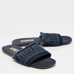 Miu Miu Blue Denim Slide Flats Size 41
