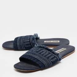 Miu Miu Blue Denim Slide Flats Size 41