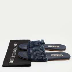 Miu Miu Blue Denim Slide Flats Size 41