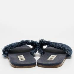 Miu Miu Blue Denim Slide Flats Size 41