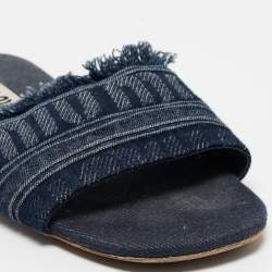 Miu Miu Blue Denim Slide Flats Size 41