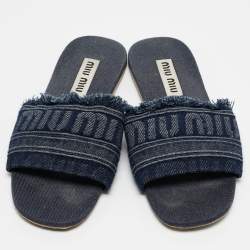 Miu Miu Blue Denim Slide Flats Size 41