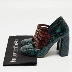 Miu Miu Green Python And Patent Mary Jane Pumps Size 37.5