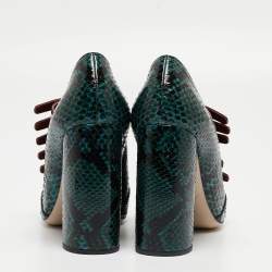 Miu Miu Green Python And Patent Mary Jane Pumps Size 37.5