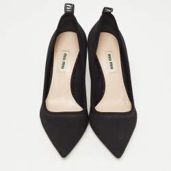 Pre Owned Miu Miu Black Neoprene Pointed Toe Pumps Size 38