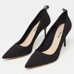 Pre Owned Miu Miu Black Neoprene Pointed Toe Pumps Size 38