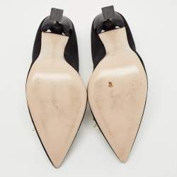 Miu Miu Black Satin Crystal Embellished Pumps Size 37