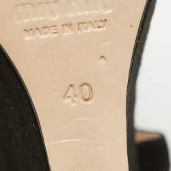 Miu Miu Black Suede T-Strap Platform Wedge Sandals Size 40