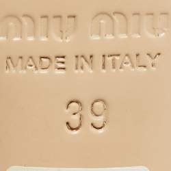 Pre Owned Miu Miu Navy Blue/Cream Patent Leather Bow Slingback Pumps Size 39