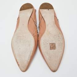 Miu Miu Beige Leather Crystal Embellished Smoking Slippers  Size 39