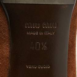 Miu Miu Brown Suede Embellished Knee Length Boots Size 40.5 