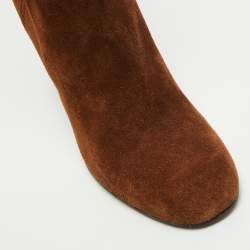Miu Miu Brown Suede Embellished Knee Length Boots Size 40.5 