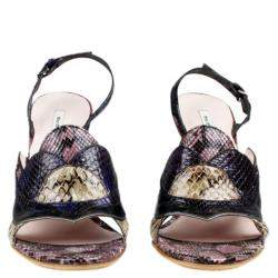 Miu Miu Multicolor Jeweled Python Slingback Sandals Size 36
