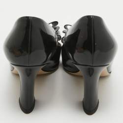 Miu Miu Black Patent Leather Bow Square Toe Pumps Size 39