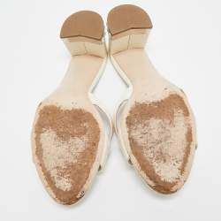 Miu Miu Off White Croc Embossed Leather Slide Sandals Size 41