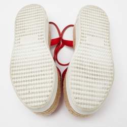 Miu Miu Red Satin Espadrille Ankle Strap Platform Sandals Size 38