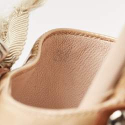 Miu Miu Beige Patent Leather Crystal Embellished Clogs Size 38