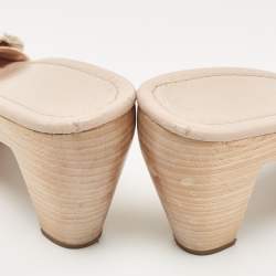 Miu Miu Beige Patent Leather Crystal Embellished Clogs Size 38