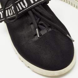 Miu Miu Black Knit Fabric Lace Up Sneakers Size 38