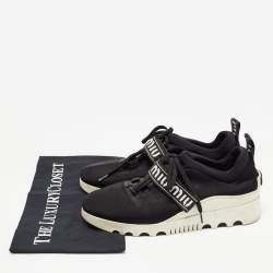 Miu Miu Black Knit Fabric Lace Up Sneakers Size 38