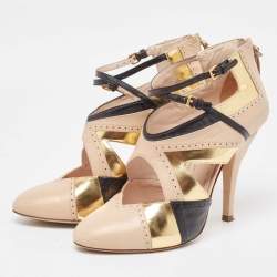 Miu Miu Tricolor Leather Cut Out Pumps Size 38.5