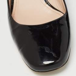 Miu Miu Black Patent Leather Crystal Embellished Block Heel Pumps Size 40