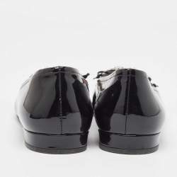 Miu Miu Black Patent Leather Crystal Embellished Ballet Flats Size 39