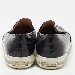 Miu Miu Black Patent Leather Slip On Sneakers Size 41